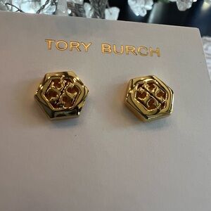 Tory Burch Gold Hexagon Stud Earrings